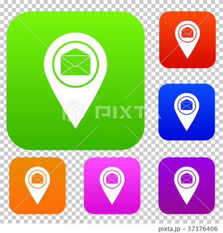 Marker location with envelope sign set color collection Marker location with envelope sign set color collection 37376406