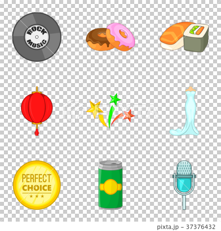 Food for party icons set, cartoon style Food for party icons set, cartoon style 37376432