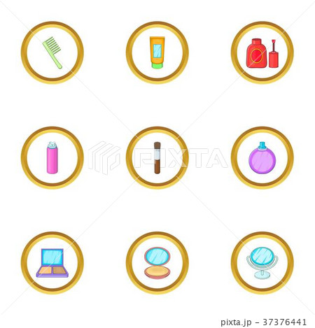 Cosmetic icons set, cartoon style Cosmetic icons set, cartoon style 37376441