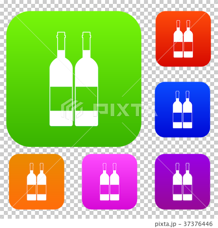 Two bottles of wine set color collection 37376446