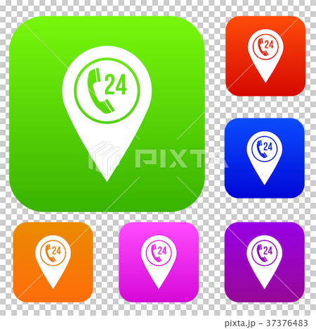 Map pointer with phone handset set color... - Stock Illustration ...