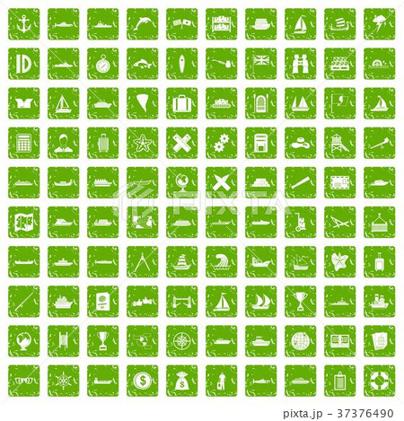 100 shipping icons set grunge green 37376490