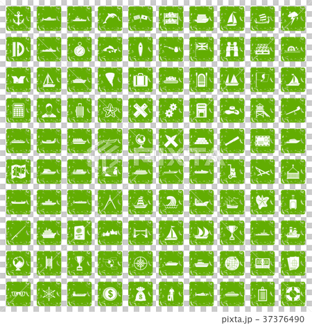 100 shipping icons set grunge green 37376490