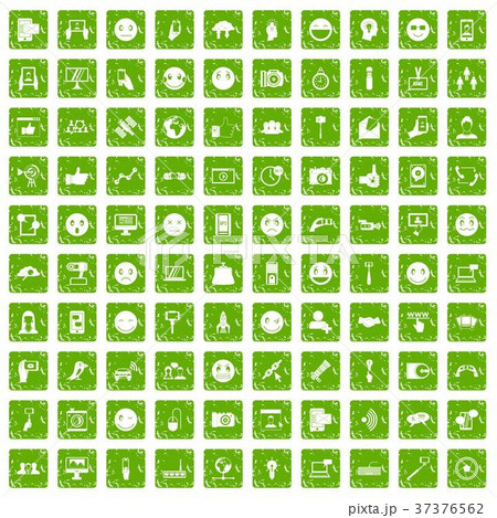 100 social media icons set grunge green 37376562