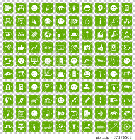 100 social media icons set grunge green 37376562