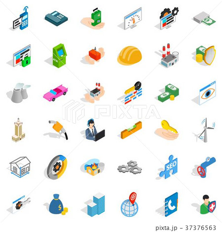 Biz icons set, isometric style 37376563