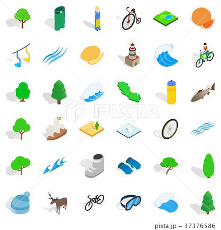 Watermelon icons set, isometric style 37376586