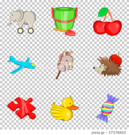 Funny toy icons set, cartoon style 37376603