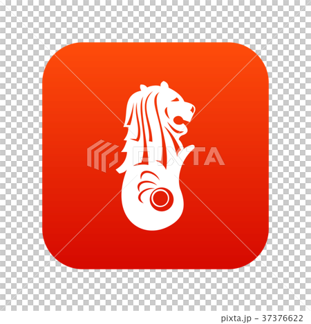 Merlion statue, Singapore icon digital red Merlion statue, Singapore icon digital red 37376622