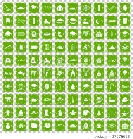 100 snow icons set grunge green 37376638