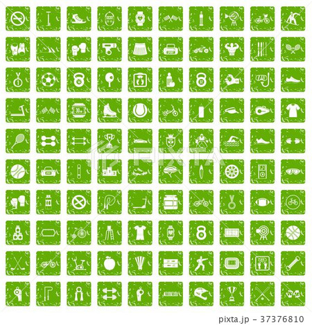 100 sport icons set grunge green 37376810