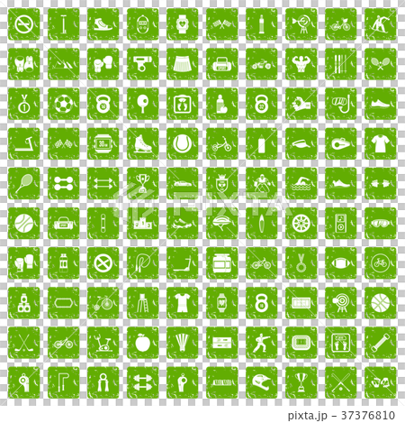 100 sport icons set grunge green 37376810