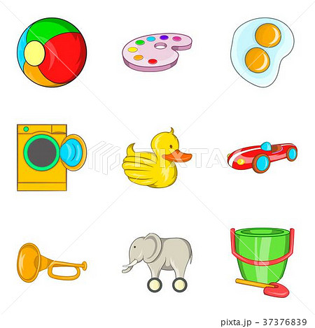 Rare toy icons set, cartoon style 37376839