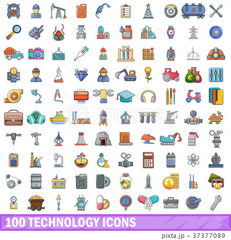 100 technology icons set, cartoon style 100 technology icons set, cartoon style 37377089