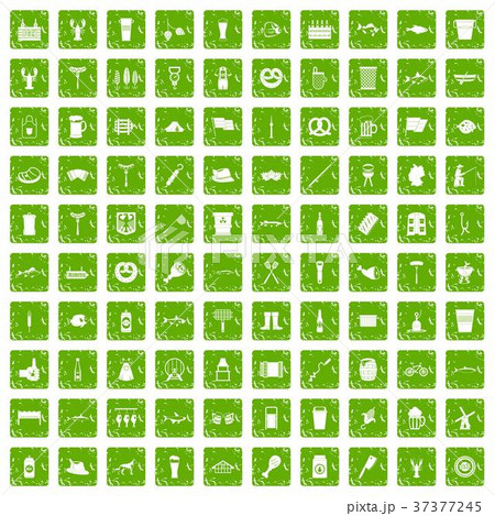 100 beer icons set grunge green 37377245