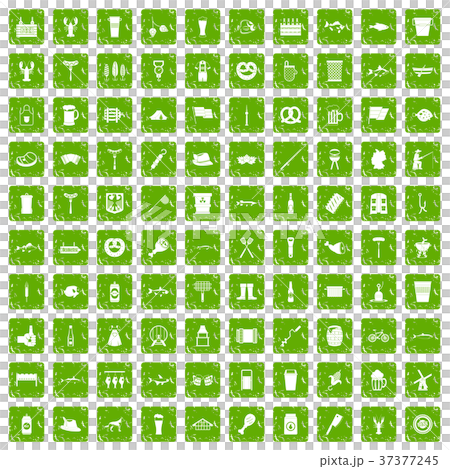 100 beer icons set grunge green 37377245