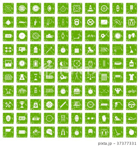 100 stopwatch icons set grunge green 37377331