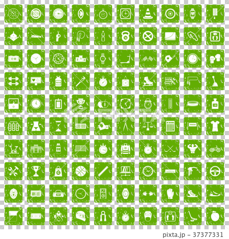 100 stopwatch icons set grunge green 37377331