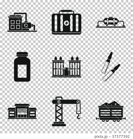 Processing factory icons set, simple style - Stock Illustration ...