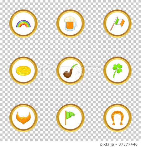 Happy St Patricks day icons set, cartoon style 37377446