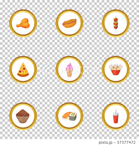 Snacks icons set, cartoon style 37377472