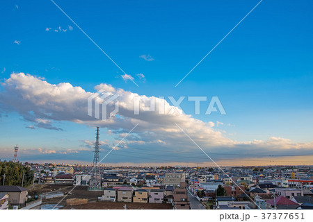 指扇駅前より東京方面　景色　夕景 37377651