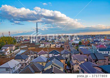 指扇駅前より東京方面　景色　夕景 37377869