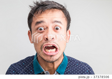 Extreme angry mustache asian man 37378506