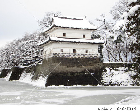 紙本 越後 新発田城の雪景色 作者不詳 冬季限定版の「新発田城」御城印