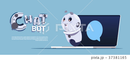Chat Bot Service Cute Robot In Laptop Computer Chat Bot Service Cute Robot In Laptop Computer 37381165