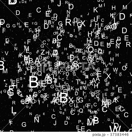 Abstract white alphabet fly on black background Abstract white alphabet fly on black background 37383446