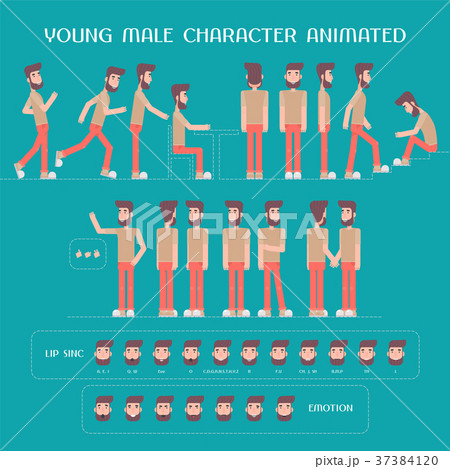 Cartoon male character animation vector set Cartoon male character animation vector set 37384120