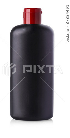 Black  blank plastic bottle on isolated background 37384491