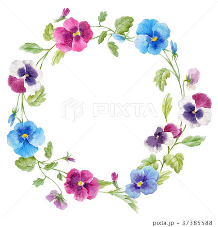 Watercolor pansy flower wreath Watercolor pansy flower wreath 37385588