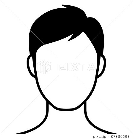 前を向いた男性の頭部 線画 のイラスト素材