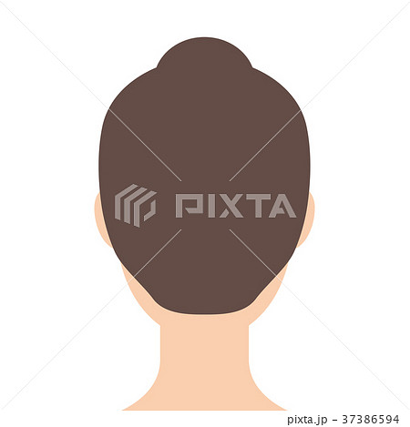 後ろを向いた女性の頭部 主線なし のイラスト素材