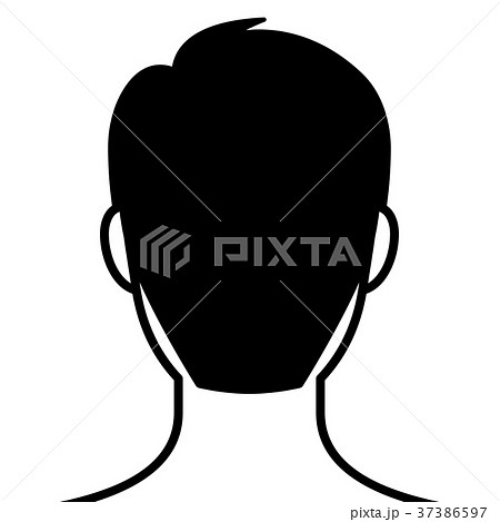 後ろを向いた男性の頭部 線画 のイラスト素材