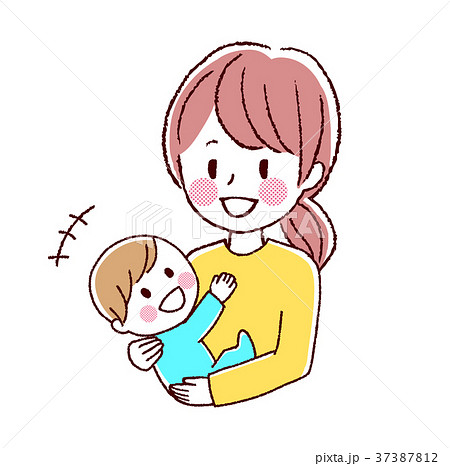 赤ちゃんと母親のイラストのイラスト素材
