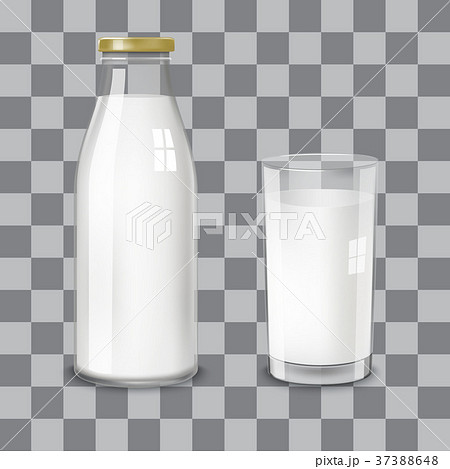 Transparent glass bottle and a glass milk Transparent glass bottle and a glass milk 37388648