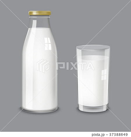 Transparent glass bottle and a glass milk Transparent glass bottle and a glass milk 37388649
