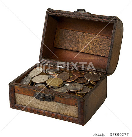 Open wooden box with savings Open wooden box with savings 37390277