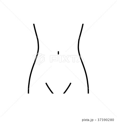 女性のお腹 線画 のイラスト素材