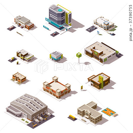 Vector isometric buildings set 37390755