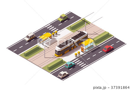 Vector isometric tram station 37391864