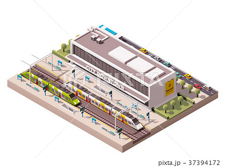 Vector isometric train station  37394172