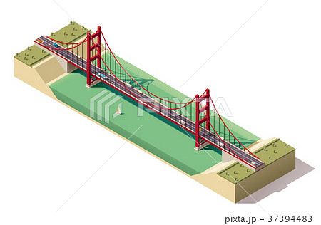 Vector isometric suspension bridge 37394483