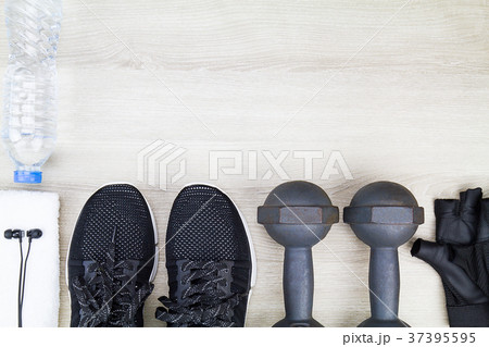 Fitness accessories on white background 37395595