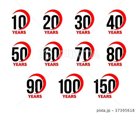 Anniversary sign set, black numbers with red 37395618