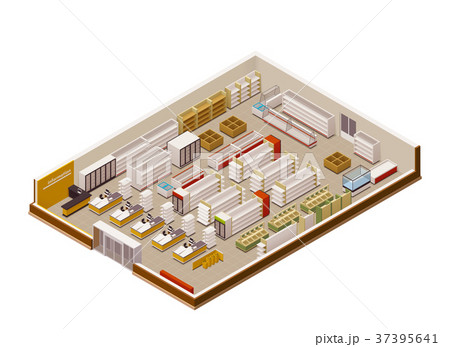 Vector isometric supermarket cutaway 37395641