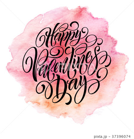 Valentines Day Card with lettering in pink Valentines Day Card with lettering in pink 37396074